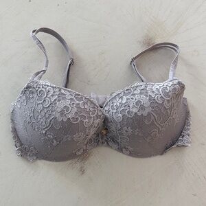 Victoria’s Secret Very Sexy Lace Overlay Padded Demi Bra - Light Gray 36C